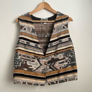 Vintage Gotcha Covered Western Boho Southwestern Woven Textile Vest